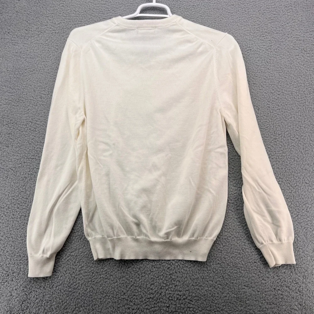 Brooks Brothers Mens XL Supima Cotton V-Neck Sweater Off-White Cream Knit